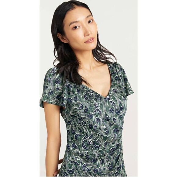 Cinq a Sept Kacydie Dark Emerald Multi Dress NWT Size 2 - Picture 2 of 11